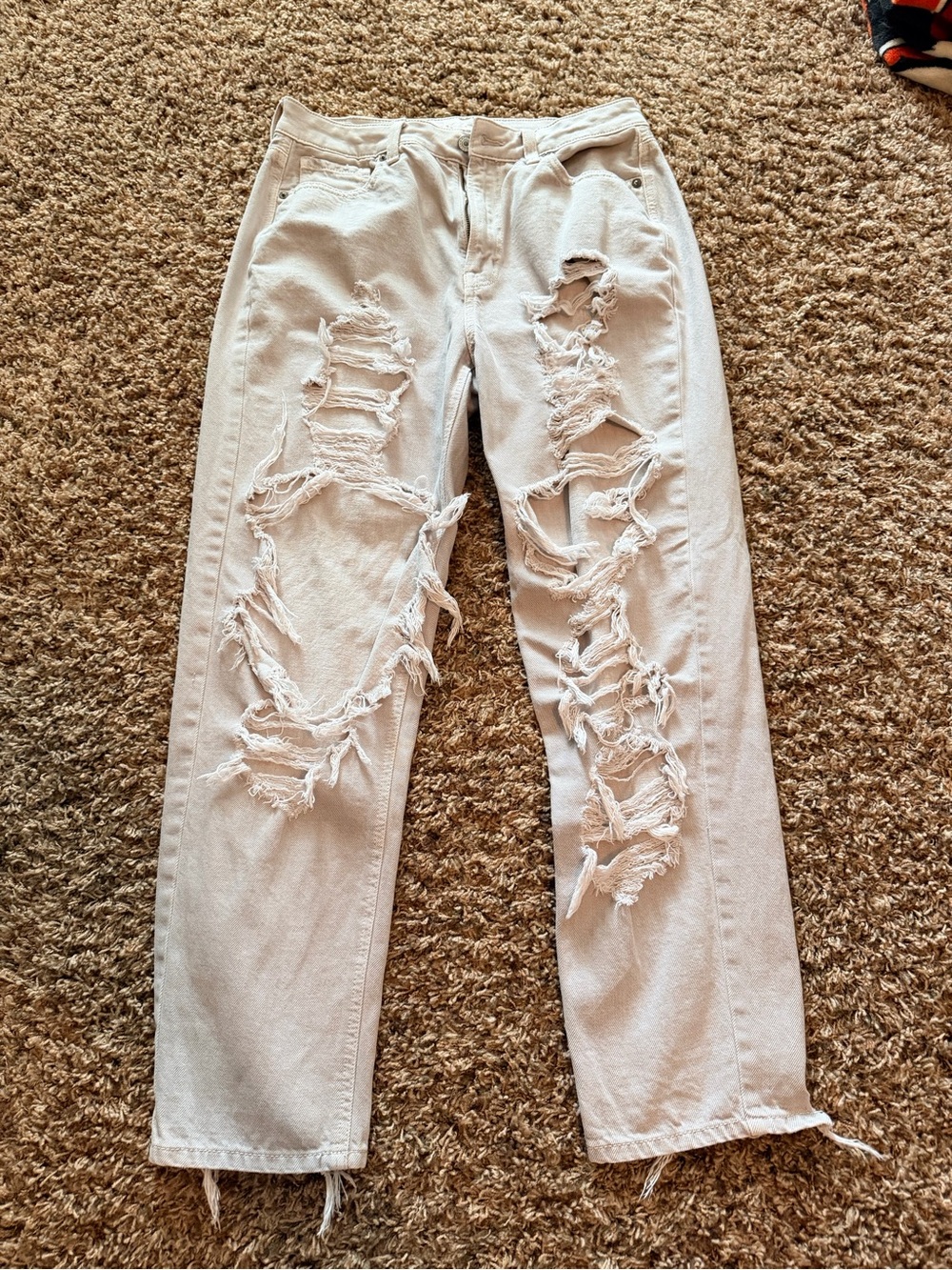 American Eagle Outfitters grey Ripped Boyfriend Jeans
